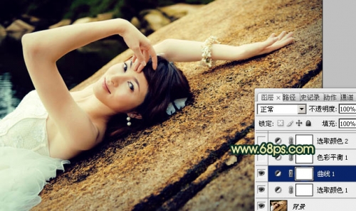 Photoshop��ʯ���ϵ���Ů����Ư���Ļ���ɫ