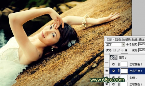 Photoshop��ʯ���ϵ���Ů����Ư���Ļ���ɫ