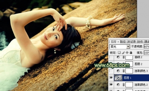 Photoshop��ʯ���ϵ���Ů����Ư���Ļ���ɫ