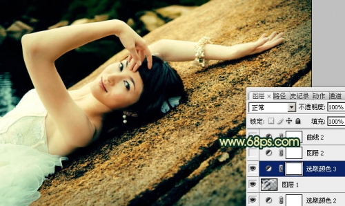 Photoshop��ʯ���ϵ���Ů����Ư���Ļ���ɫ