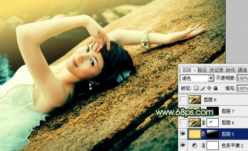 Photoshop��ʯ���ϵ���Ů����Ư���Ļ���ɫ