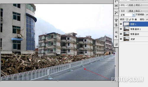 Photoshop技巧 让震后的废墟重现辉煌