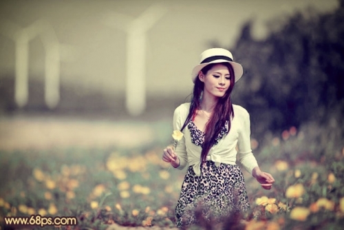 Photoshop调出外景美女图片漂亮的暖褐色