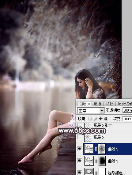 调出紫褐色唯美湖景美女图片的PS调色教程