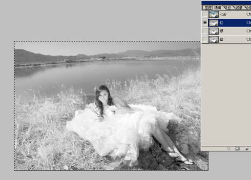 提亮唯美洁白湖景婚片色彩处理的PS教程