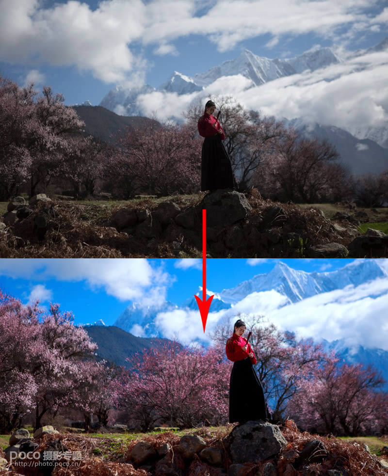 调出偏暗色外景通透人像照片的PS教程