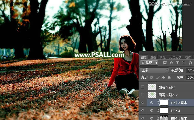 调出逆光小清新草地场景女孩照片的PS教程