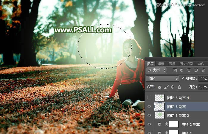 调出逆光小清新草地场景女孩照片的PS教程
