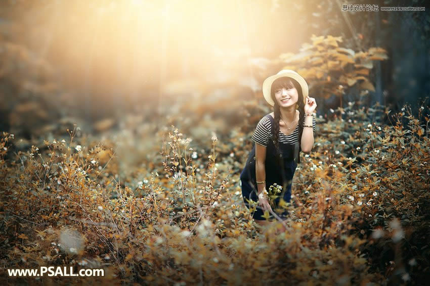 Photoshop给外景女孩照片添加逆光美景效果