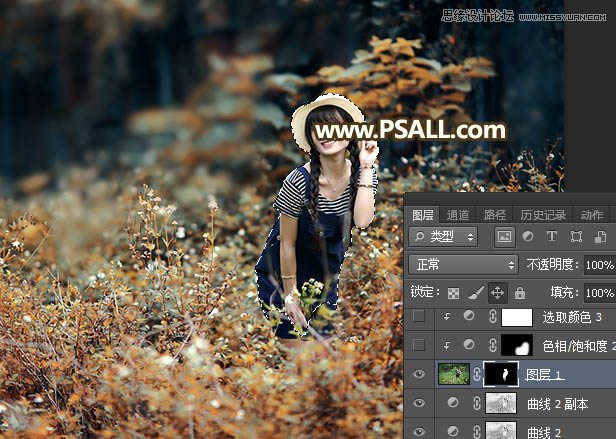 Photoshop给外景女孩照片添加逆光美景效果