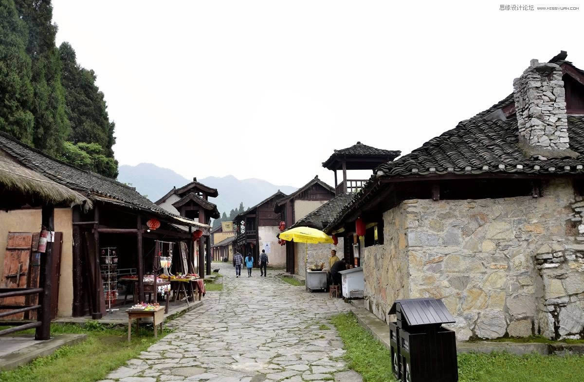 PS给整洁乡村小镇照片添加唯美夕阳效果