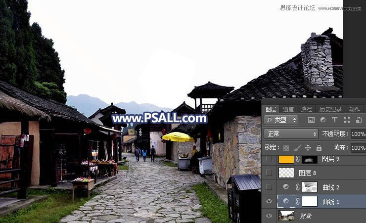 PS给整洁乡村小镇照片添加唯美夕阳效果