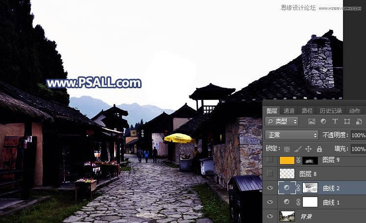 PS给整洁乡村小镇照片添加唯美夕阳效果
