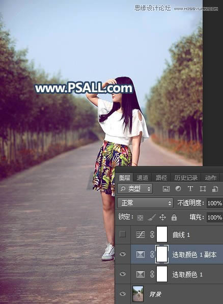 PS给外景街拍女生照片添加黄昏美景效果