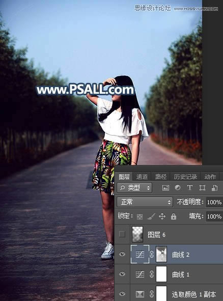 PS给外景街拍女生照片添加黄昏美景效果