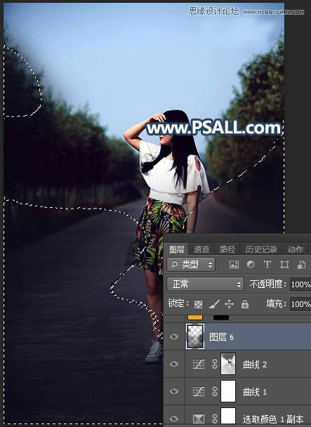 PS给外景街拍女生照片添加黄昏美景效果