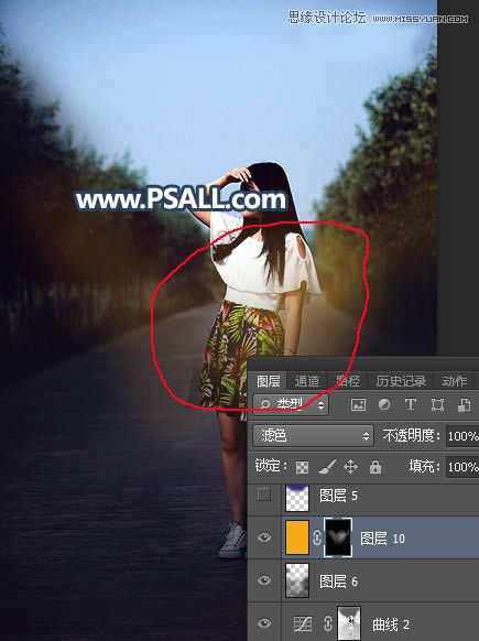PS给外景街拍女生照片添加黄昏美景效果