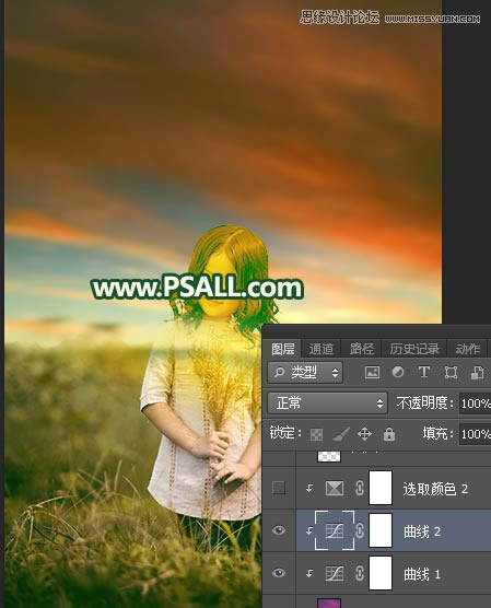 添加唯美夕阳美景儿童照片的Photoshop教程