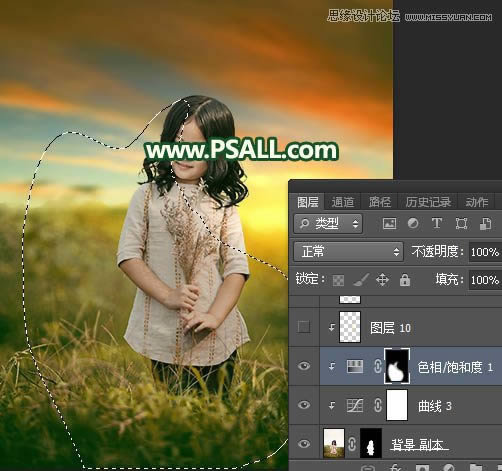 添加唯美夕阳美景儿童照片的Photoshop教程