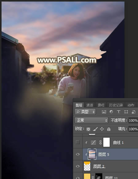 调出唯美夕阳乡村人像美景照片的PS教程