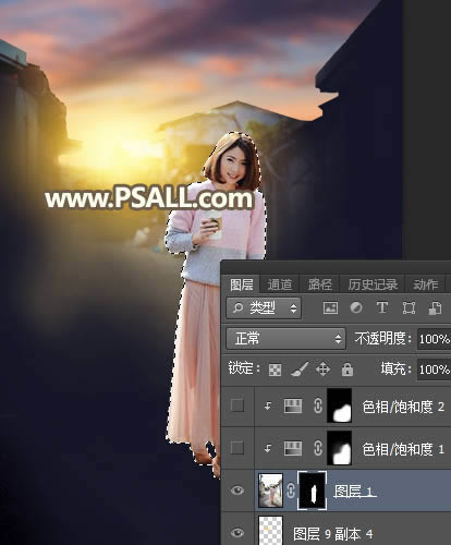 调出唯美夕阳乡村人像美景照片的PS教程
