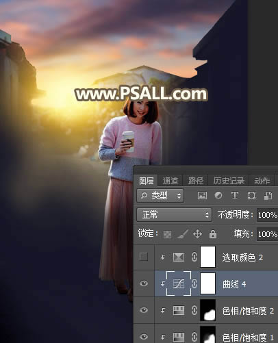调出唯美夕阳乡村人像美景照片的PS教程