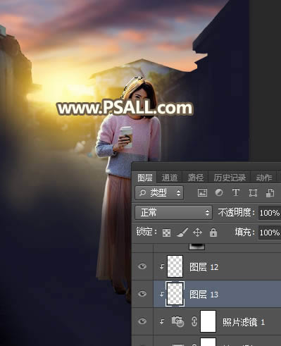 调出唯美夕阳乡村人像美景照片的PS教程