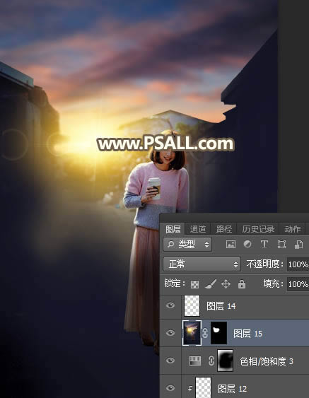 调出唯美夕阳乡村人像美景照片的PS教程