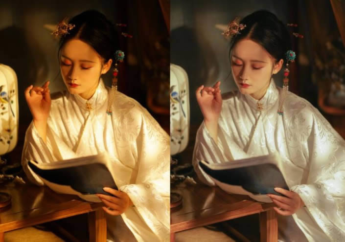 学习PS修复美化甜美汉服女孩写真照片