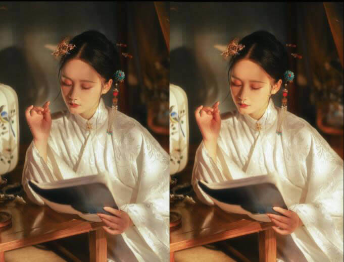 学习PS修复美化甜美汉服女孩写真照片