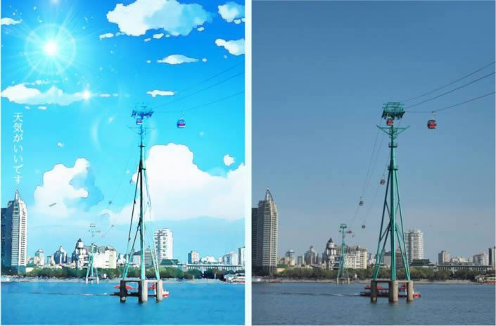 用PS调出二次元风格水彩漫画风景图片