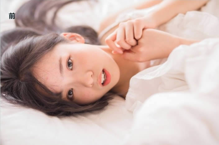 PS调出通透洁白肤色室内女生头像照片
