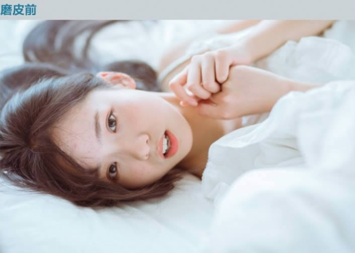 PS调出通透洁白肤色室内女生头像照片