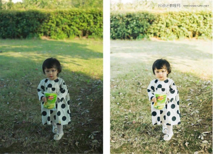 PS把草地儿童照片调成复古电影色彩