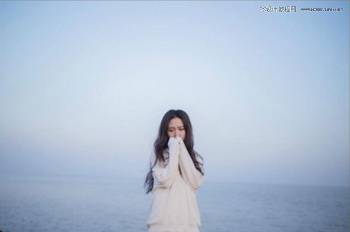 PS修出清新通透色彩海景人像照片效果