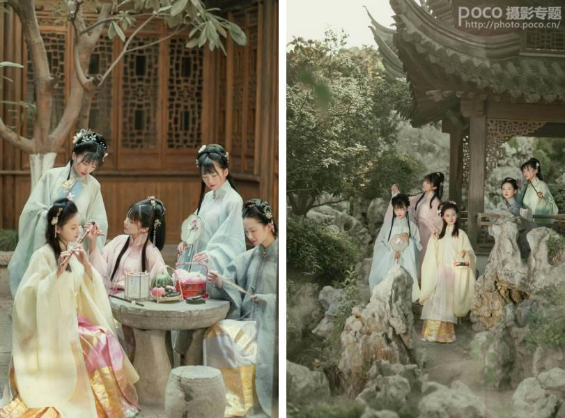 PS把汉服女孩照片调成古画风格效果