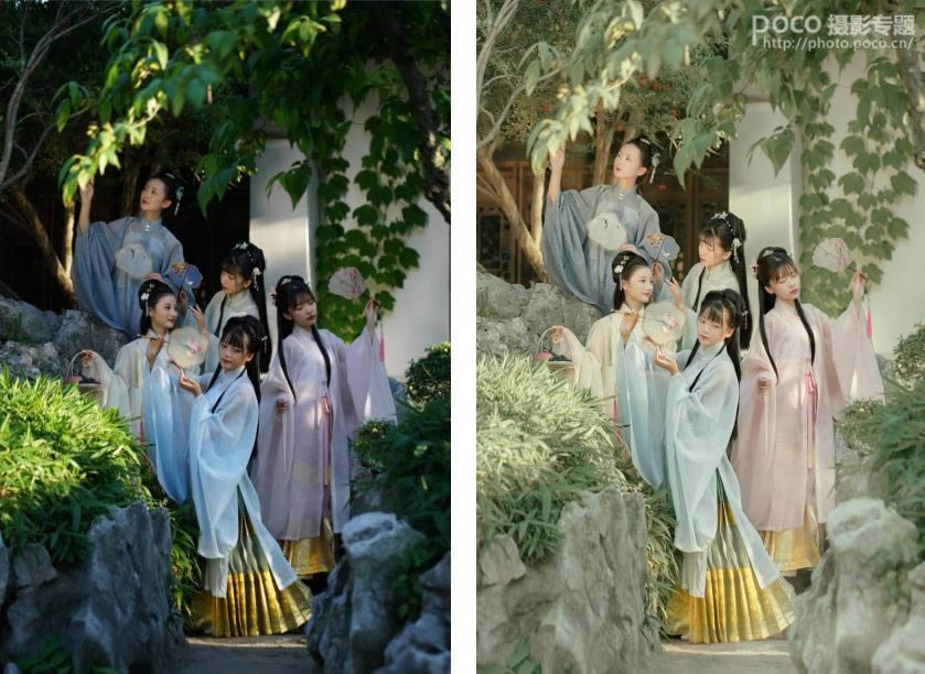 PS把汉服女孩照片调成古画风格效果