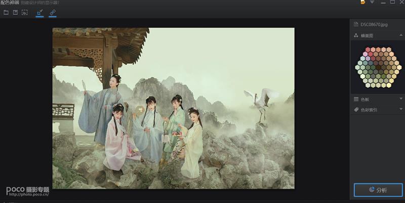 PS把汉服女孩照片调成古画风格效果