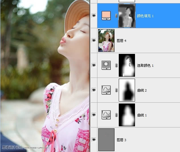 PS调出晚景通透色彩可爱女生照片效果