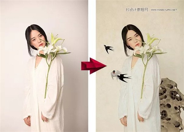 Photoshop调出真人照片工笔画效果
