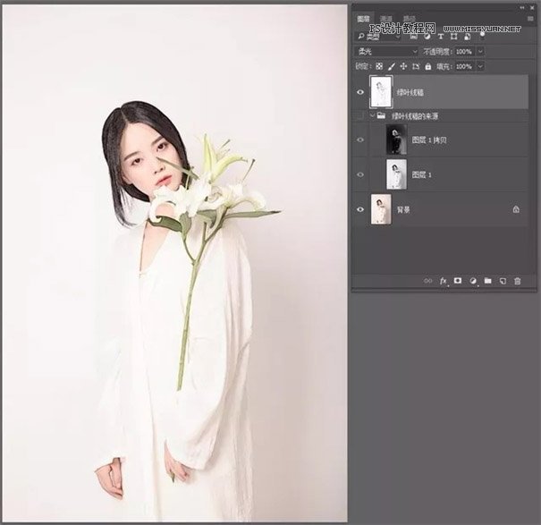 Photoshop调出真人照片工笔画效果