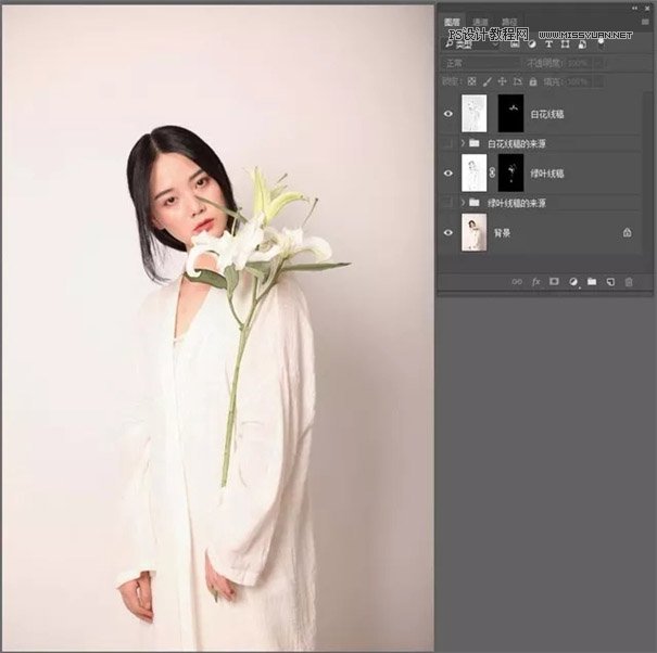 Photoshop调出真人照片工笔画效果