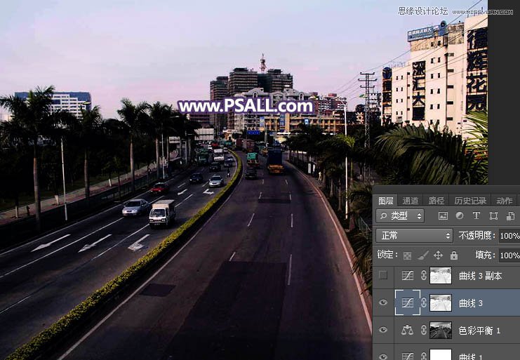 PS把城市公路照片添加唯美日落夕阳效果