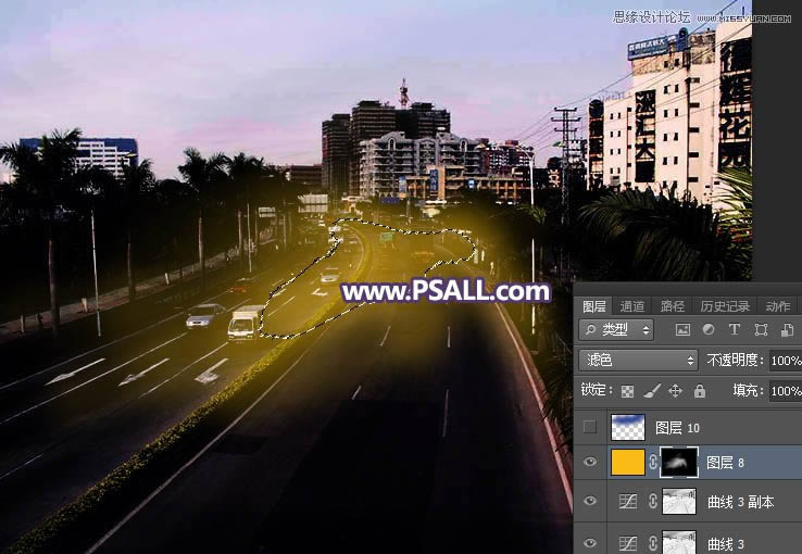 PS把城市公路照片添加唯美日落夕阳效果