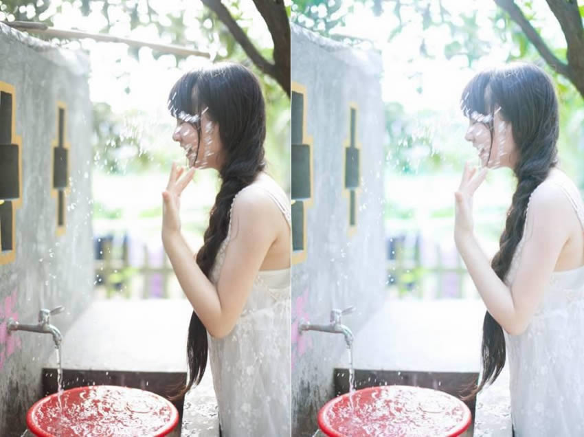 PS把草丛中的情侣照片调成小清新色彩