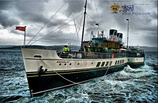 PS调出HDR渲染效果的海上轮船图片