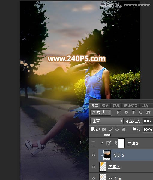 PS给女生照片添加傍晚霞光光影特效