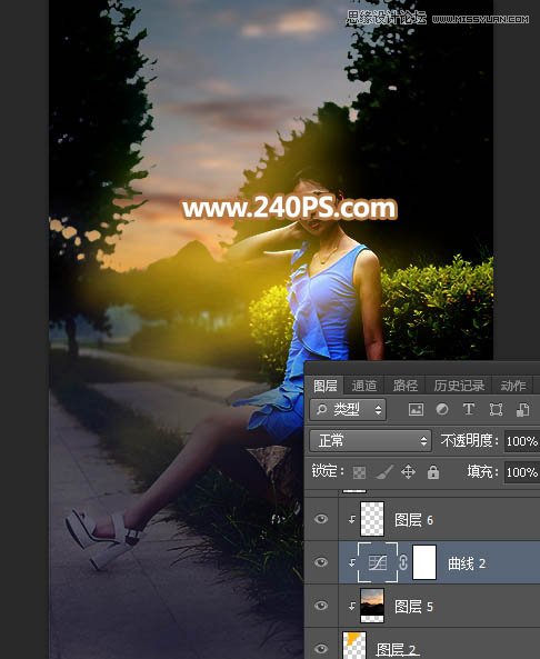 PS给女生照片添加傍晚霞光光影特效