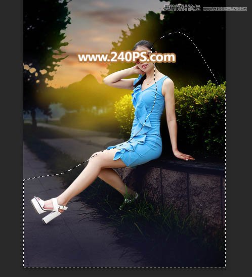 PS给女生照片添加傍晚霞光光影特效