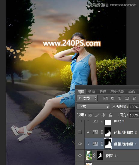 PS给女生照片添加傍晚霞光光影特效